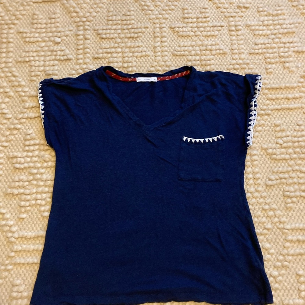 ACOS&A Navy Blue Top with White Stitching